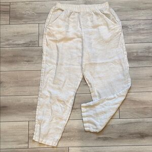 CP Shades white irish linen pull on elastic waist pants size medium